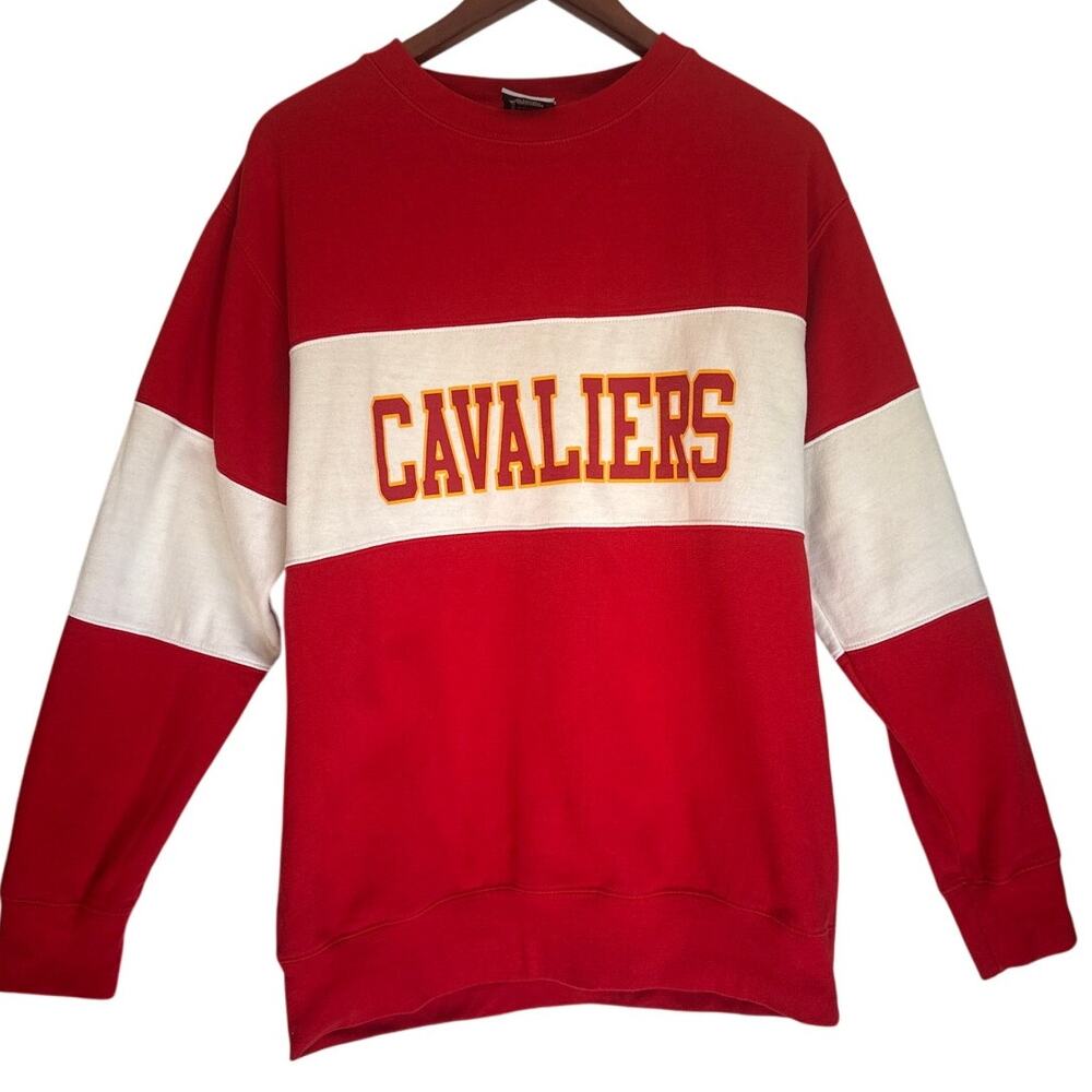 Vintage Cavaliers Pullover Sweatshirt Red & White Stripe Retro Sports Fan M EUC